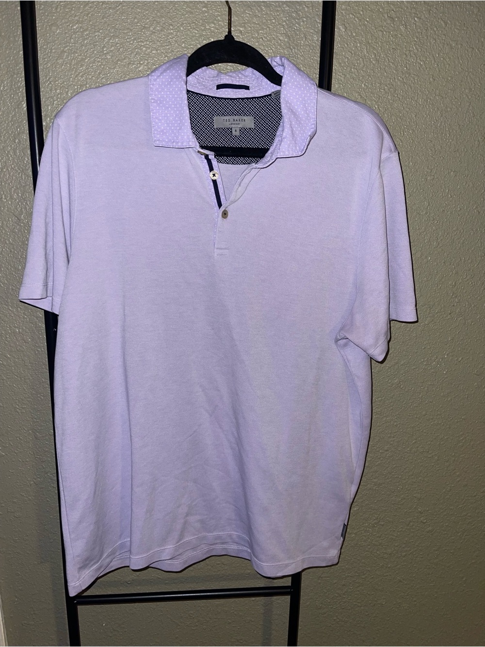 Ted Baker Light Lavender Polo with Patterned Collar